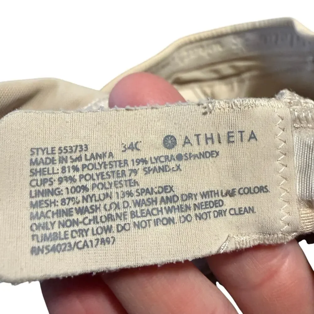 Athleta Off White Hullabraloo Halter Sports Bra Size 34C